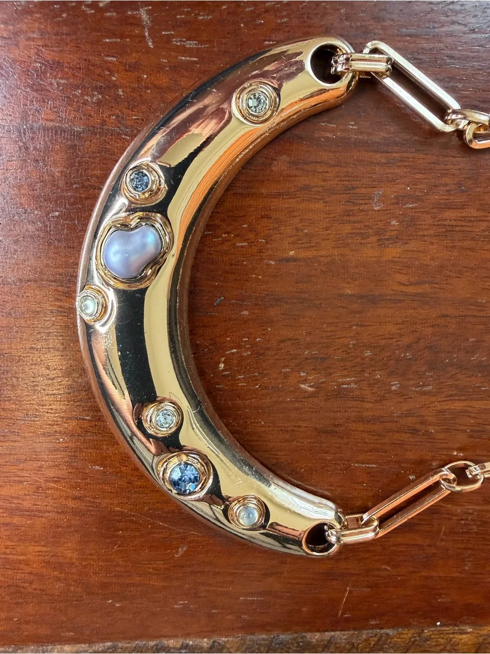 INC International Concepts Gold Crescent Necklace with Hoop Earrings